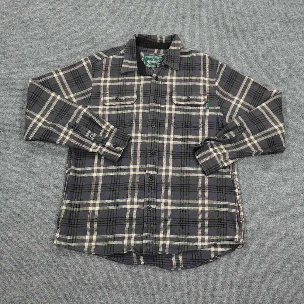 Woolrich Shirt Mens Large Gray Plaid Flannel Long Sleeve Button Down Outdoor